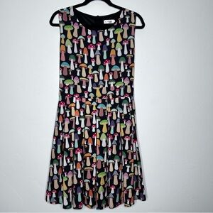 LA Soul Colorful Mushroom Print Mini Dress Pleated Skirt Size XL Cottagecore